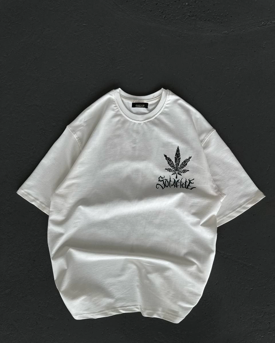 Kadın Baskılı T-Shirt Kısa Kol Bisiklet Yaka Oversize Rahat Kalıp Günlük Tişört – Beyaz