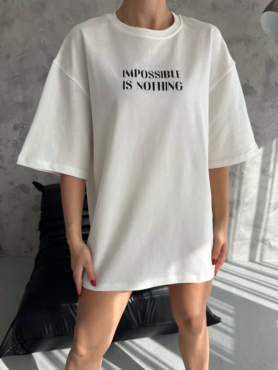 kadın Bisiklet Yaka Baskılı Oversize Kısa kol T-Shirt – Beyaz