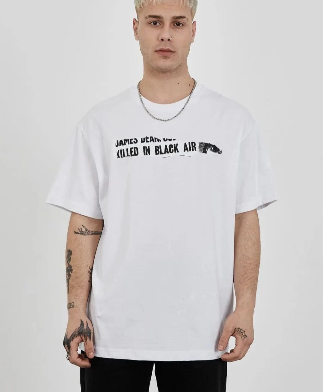 Erkek Kısa Kol Yazlık Tişört Bisiklet Yaka Baskılı Oversize T-Shirt – Beyaz