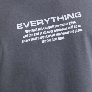 Erkek Tişort Bisiklet Yaka Baskılı Oversize T-Shirt – Gri