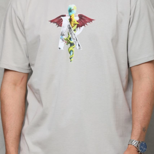 Erkek Baskılı T-Shirt Kısa Kol Bisiklet Yaka Regular Fit Rahat Kalıp Tişört – Gri