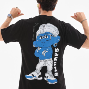 Erkek Kısa Kol Yazlık Tişört Bisiklet Yaka Baskılı Oversize T-Shirt – Siyah