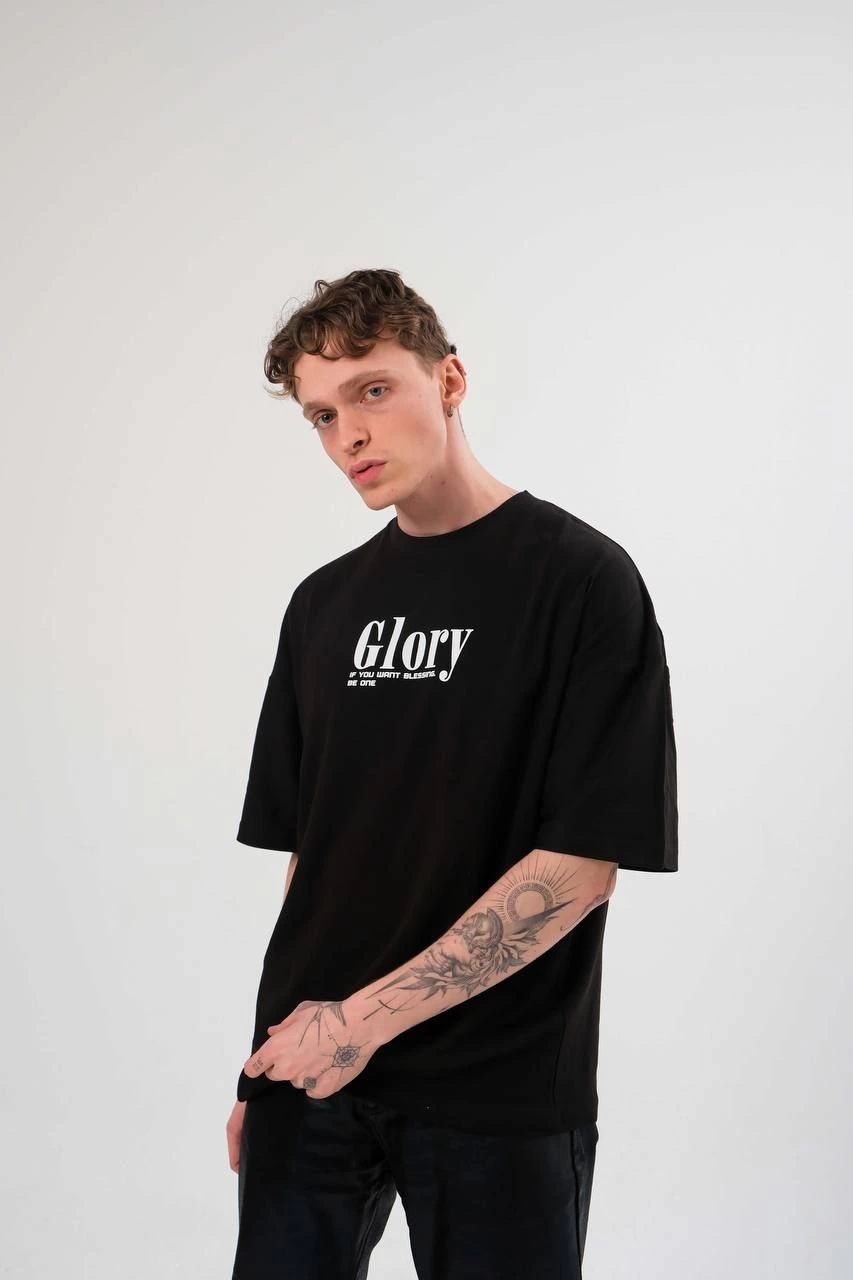Erkek Tişört Yazlık Bisiklet Yaka Baskılı Kısa kol T-Shirt – Siyah