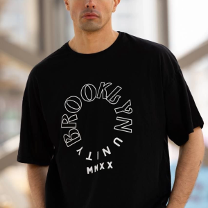 Erkek Baskılı T-Shirt Kısa Kol Bisiklet Yaka Regular Fit Rahat Kalıp Günlük Tişört – Siyah