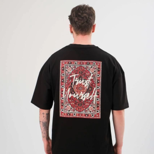 Erkek Kısa Kol Yazlık Tişört Bisiklet Yaka Baskılı Oversize T-Shirt – Siyah