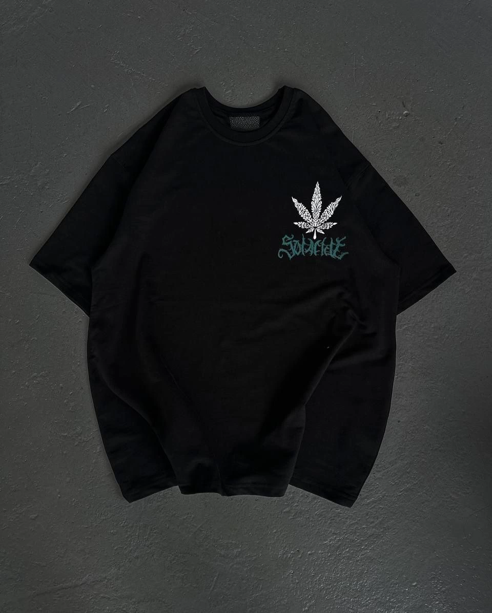 Kadın Baskılı T-Shirt Kısa Kol Bisiklet Yaka Oversize Rahat Kalıp Günlük Tişört – Siyah