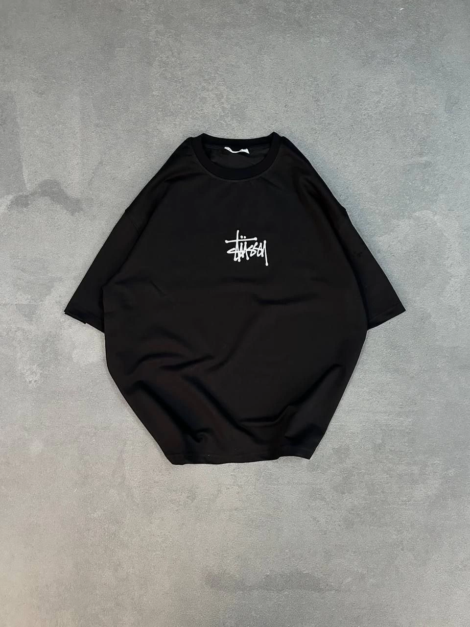 kadın Bisiklet Yaka Baskılı Oversize Kısa kol T-Shirt – Siyah