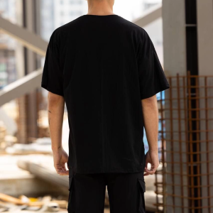 Erkek Baskılı T-Shirt Kısa Kol Bisiklet Yaka Regular Fit Rahat Kalıp Günlük Tişört – Siyah