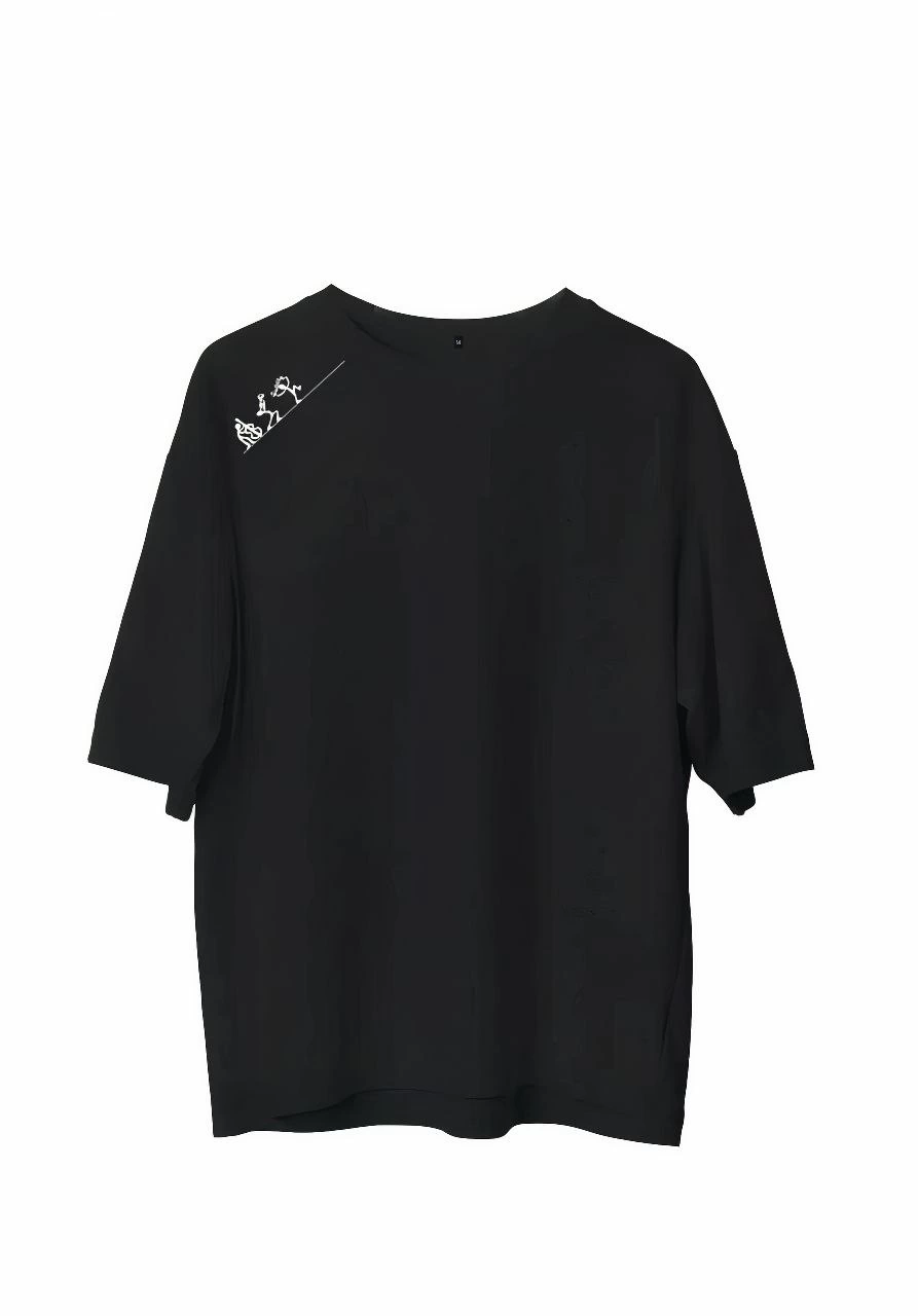 Erkek Baskılı T-Shirt Kısa Kol Bisiklet Yaka Regular Fit Rahat Kalıp Günlük Tişört – Siyah