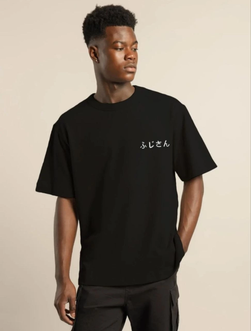 Erkek Kısa Kol Yazlık Tişört Bisiklet Yaka Baskılı Oversize T-Shirt – Siyah