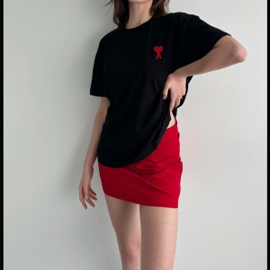 Kadın Tişört Bisiklet Yaka Baskılı Oversize Kısa Kol T-Shirt – Siyah