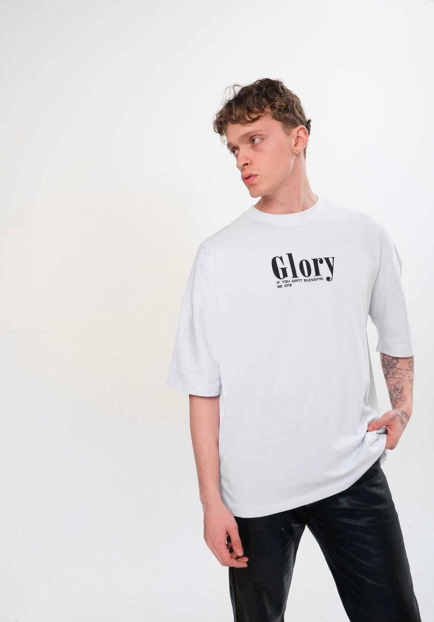 Erkek Kısa Kol Yazlık Tişört Bisiklet Yaka Baskılı Oversize T-Shirt – Siyah