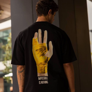 Erkek Kısa Kol Yazlık Tişört Bisiklet Yaka Baskılı Oversize T-Shirt – Siyah