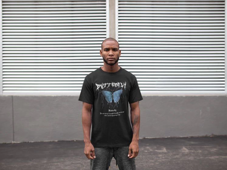 Erkek Kısa Kol Yazlık Tişört Bisiklet Yaka Baskılı Oversize T-Shirt – Siyah