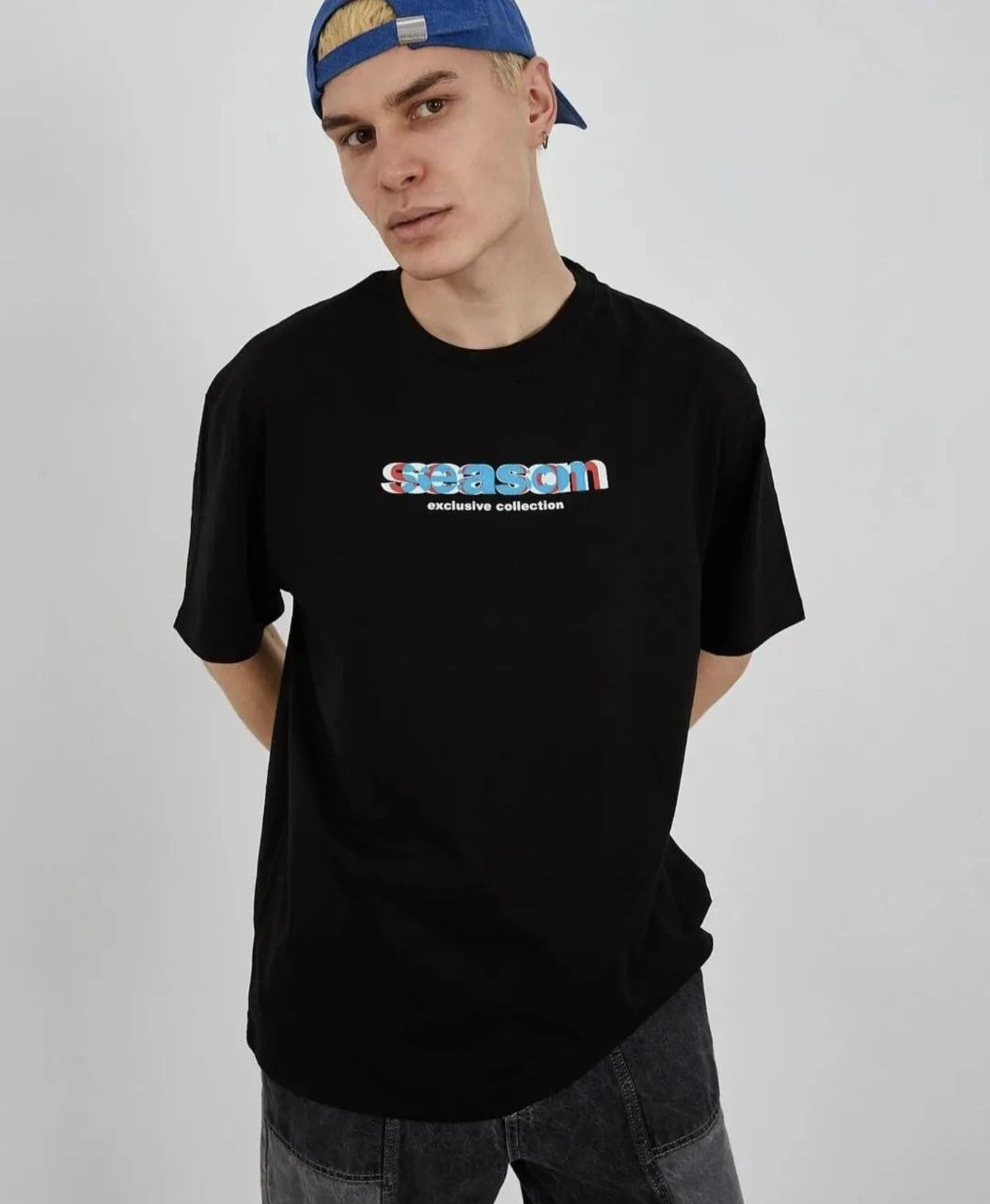 Erkek Kısa Kol Yazlık Tişört Bisiklet Yaka Baskılı Oversize T-Shirt – Siyah