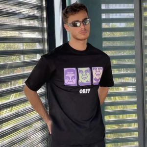 ERKEK Bisiklet Yaka Baskılı Oversize Kısa kol T-Shirt – Siyah