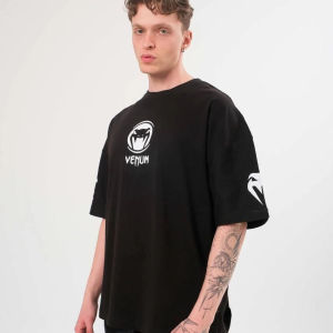 Erkek Kısa Kol Tişört Göğüs ve Kol Bisiklet Yaka Baskılı T-Shirt – Siyah