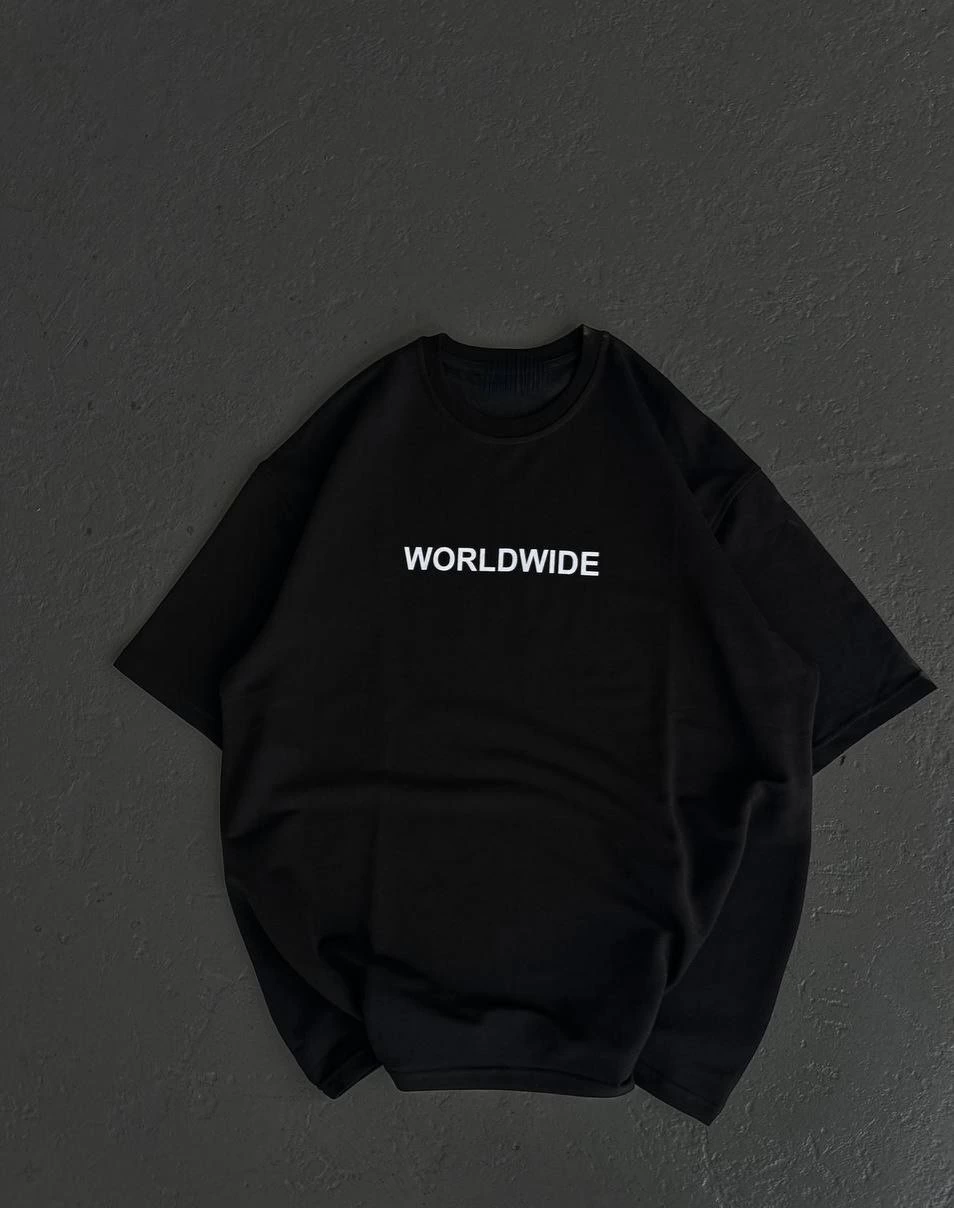 Kadın Baskılı T-Shirt Kısa Kol Bisiklet Yaka Oversize Rahat Kalıp Günlük Tişört – Siyah