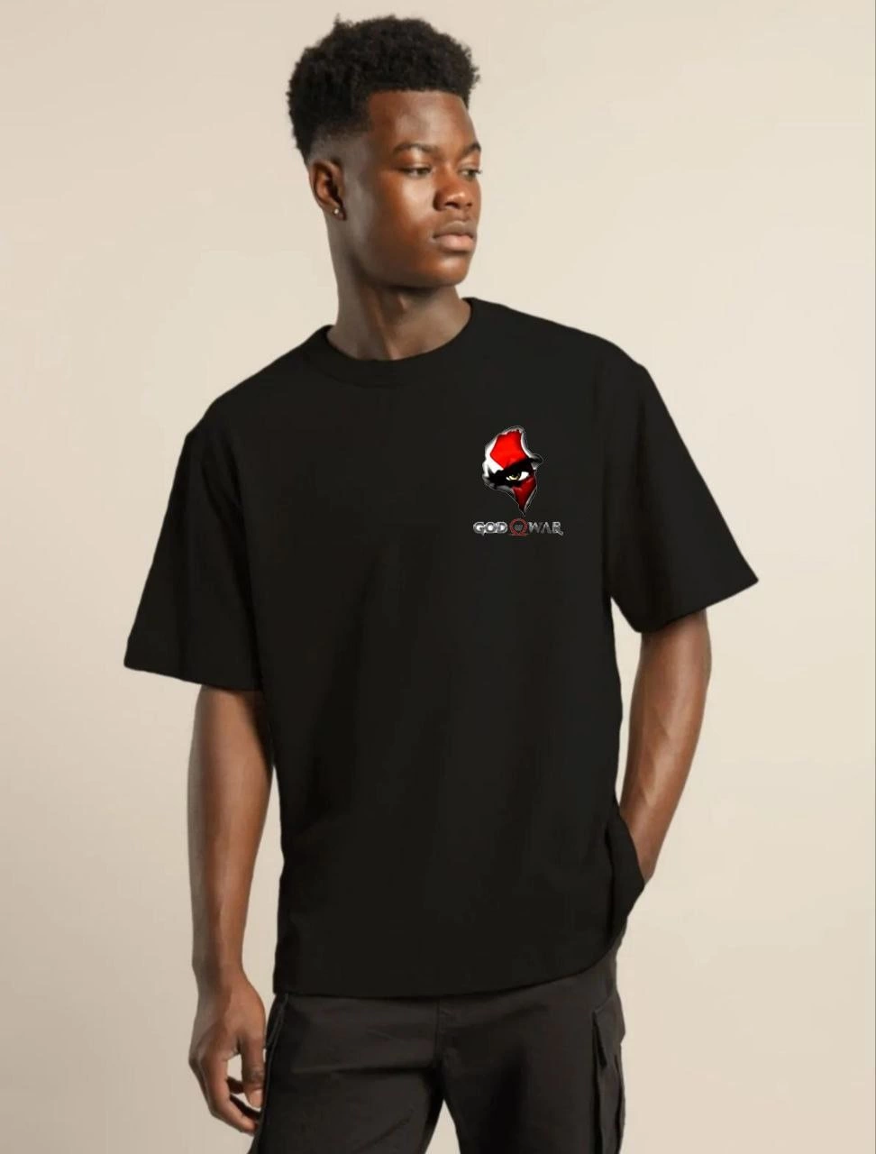 Erkek Baskılı T-Shirt Kısa Kol Bisiklet Yaka Regular Fit Rahat Kalıp Günlük Tişört – Siyah