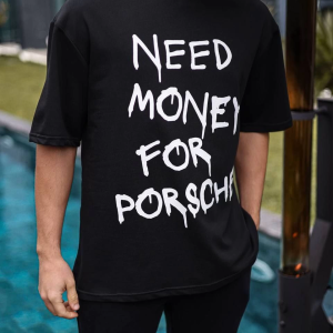 Erkek Tişört Bisiklet Yaka Baskılı Kısa kol Oversize T-Shirt – Siyah