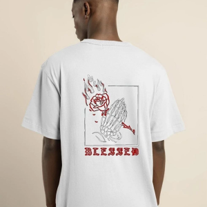 Erkek Baskılı T-Shirt Kısa Kol Bisiklet Yaka Regular Fit Rahat Kalıp Günlük Tişört – Beyaz