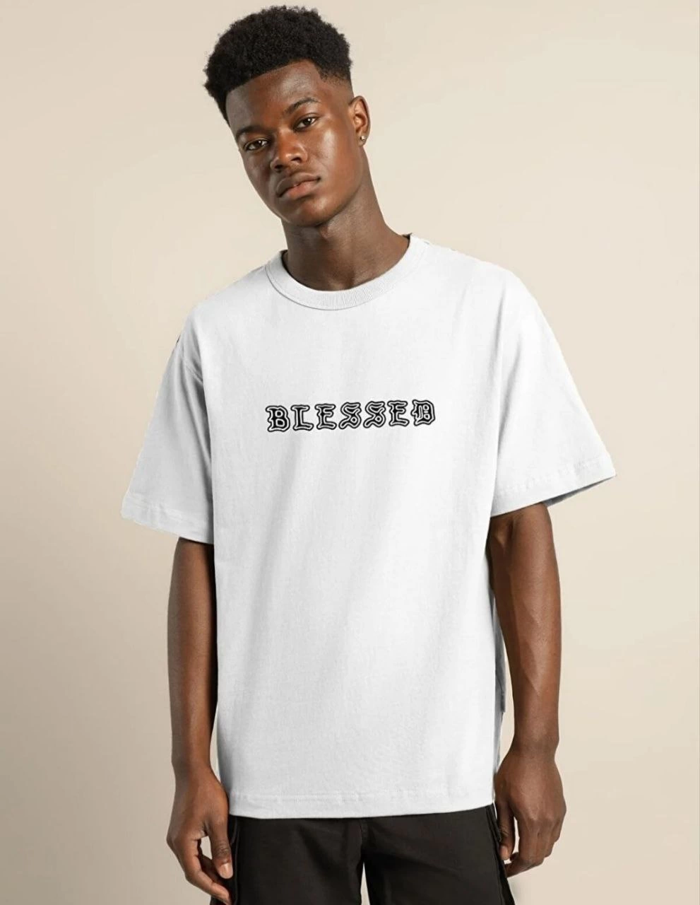 Erkek Baskılı T-Shirt Kısa Kol Bisiklet Yaka Regular Fit Rahat Kalıp Günlük Tişört – Beyaz