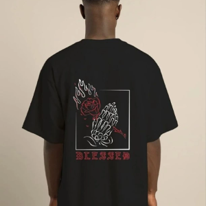 Erkek Baskılı T-Shirt Kısa Kol Bisiklet Yaka Regular Fit Rahat Kalıp Günlük Tişört – Siyah