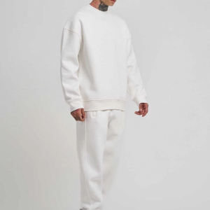 ERKEK Bisikilet Yaka 3 plik Pamuklu SweatShirt – Beyaz