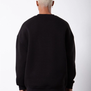 ERKEK Bisikilet Yaka 3 İplik Pamuklu SweatShirt – Siyah