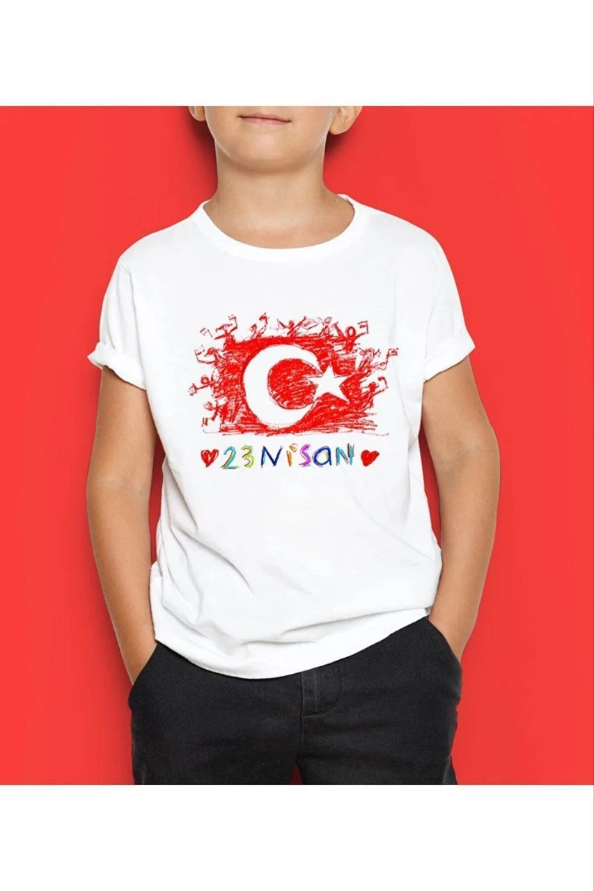 Unisex Çocuk Baskılı T-Shirt – Beyaz