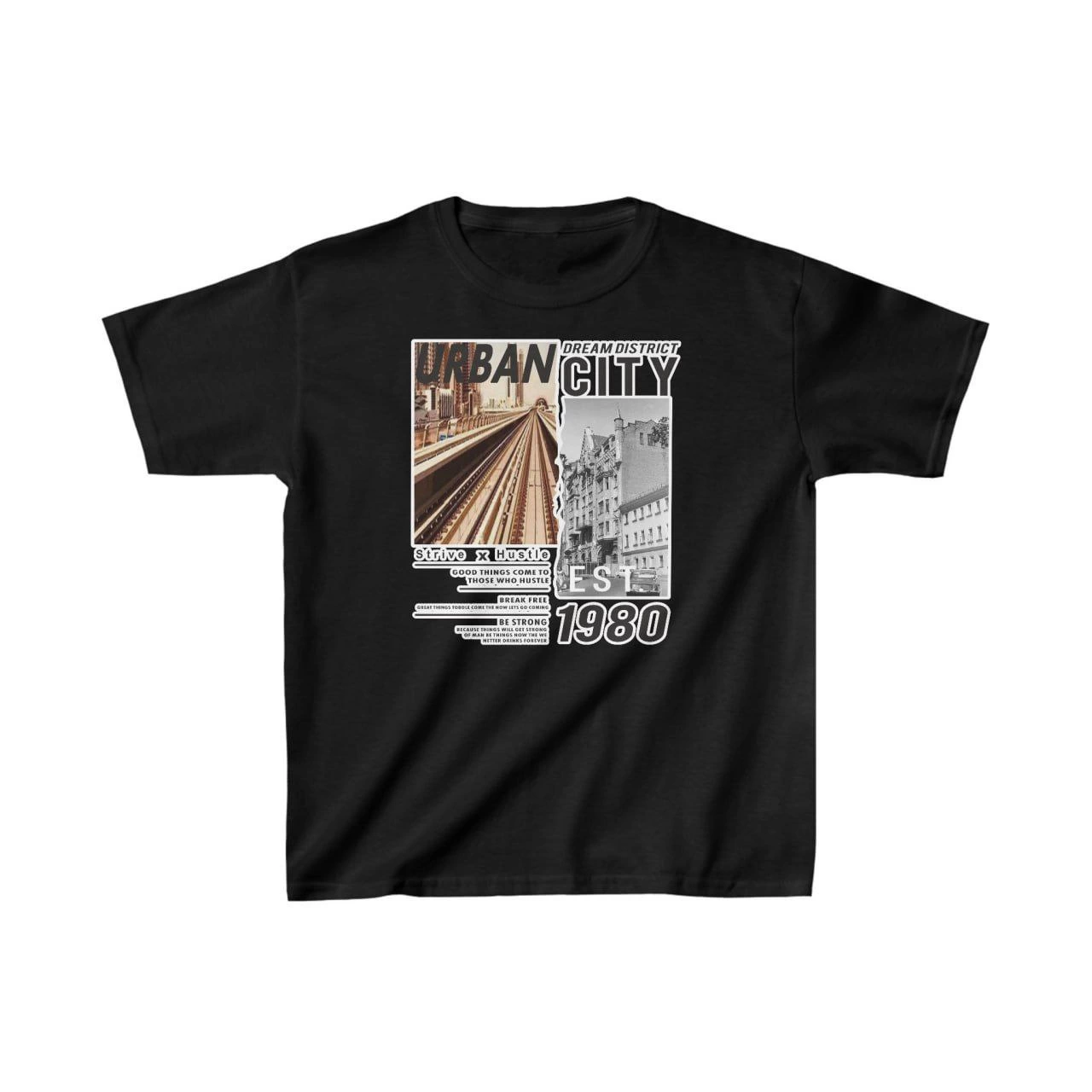 Unisex Çocuk Baskılı T-Shirt – Siyah