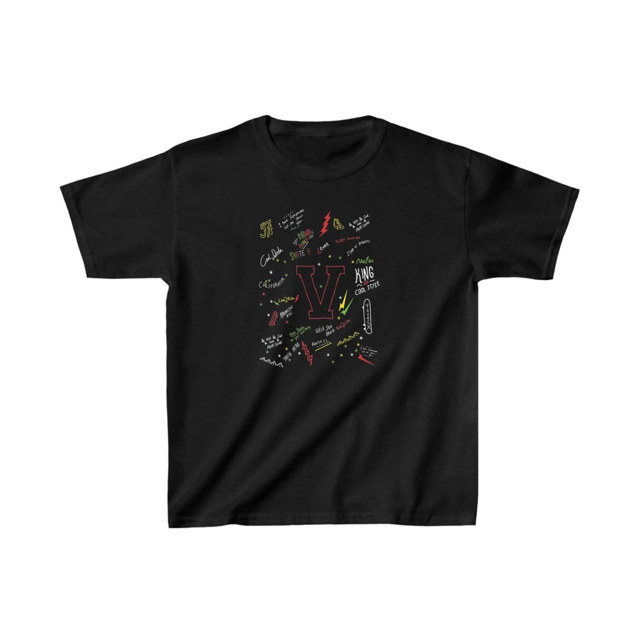 Unisex Çocuk Baskılı T-Shirt – Siyah
