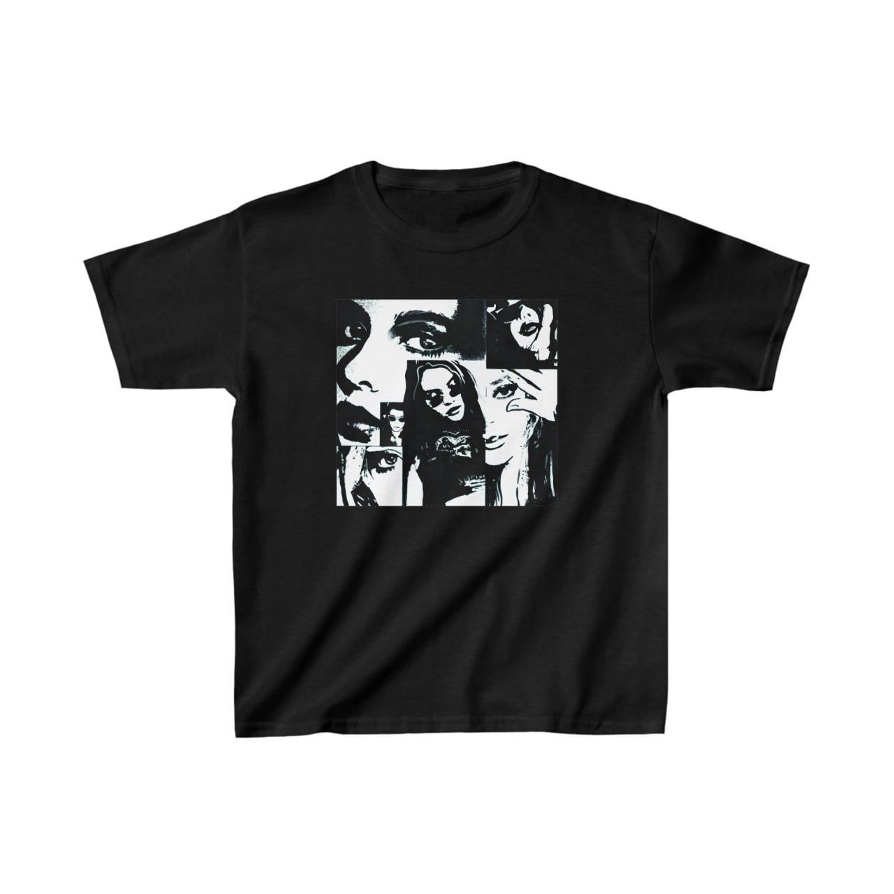 Unisex Çocuk Baskılı T-Shirt – Siyah