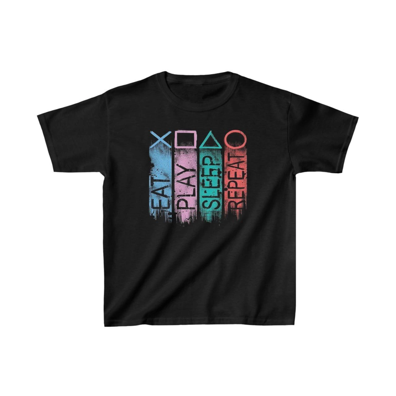 Unisex Çocuk Baskılı T-Shirt – Siyah