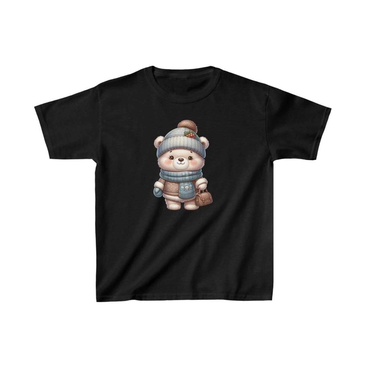 Unisex Çocuk Baskılı T-Shirt – Siyah