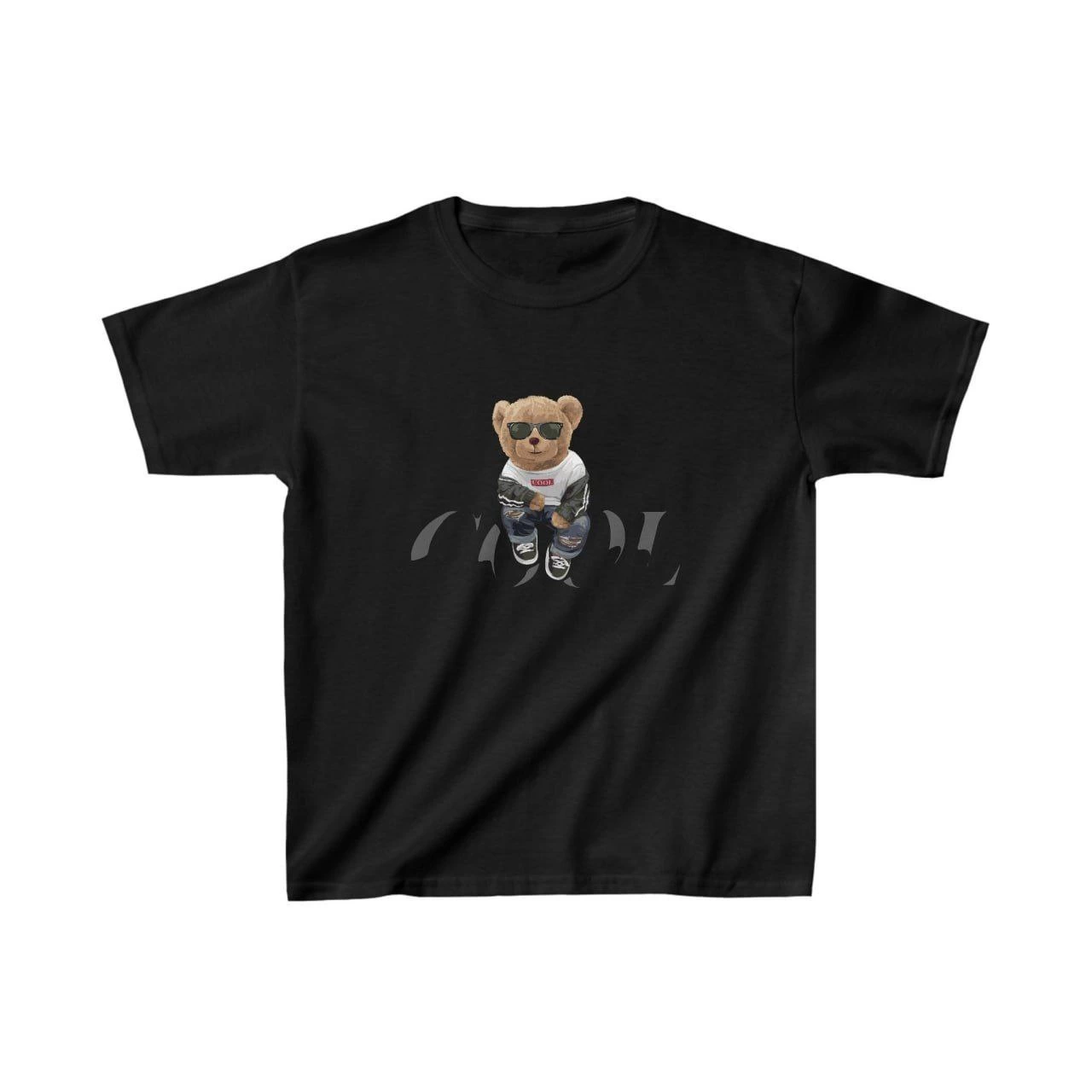 Unisex Çocuk Baskılı T-Shirt – Siyah