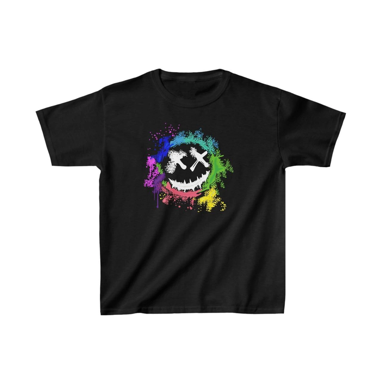 Unisex Çocuk Baskılı T-Shirt – Siyah