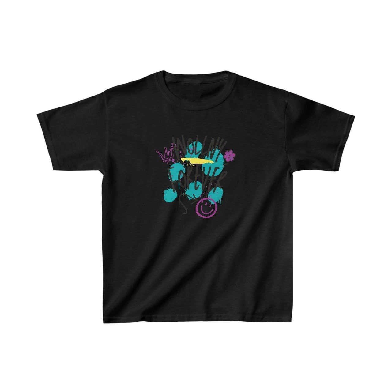 Unisex Çocuk Baskılı T-Shirt – Siyah