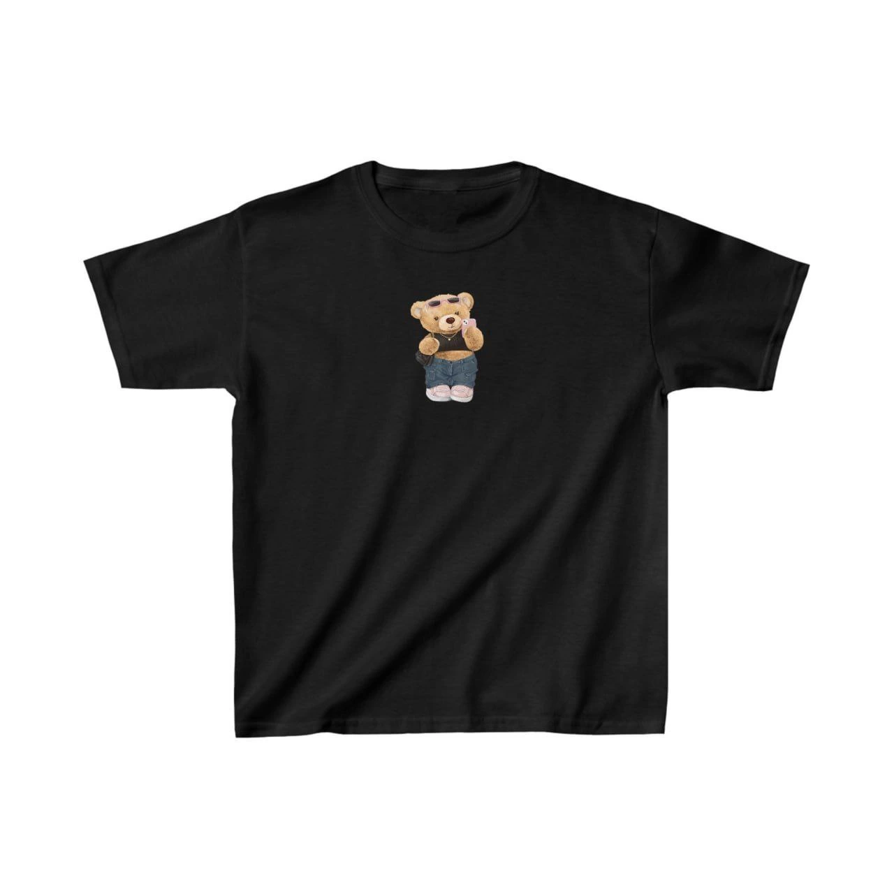 Unisex Çocuk Baskılı T-Shirt – Siyah