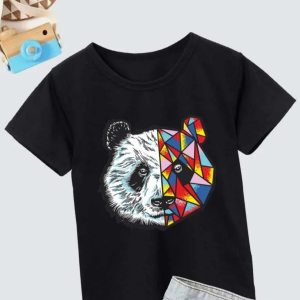 Unisex Çocuk Baskılı T-Shirt – Siyah