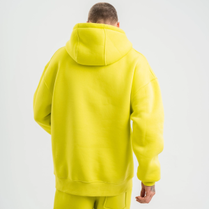 ERKEK 3 İplik Pamuklu Oversize Kapşonlu SweatShirt Hoodie – Sarı