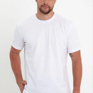 Erkek Düz T-Shirt Kısa Kol Bisiklet Yaka Regular Fit Rahat Kalıp Günlük Tişört – Beyaz