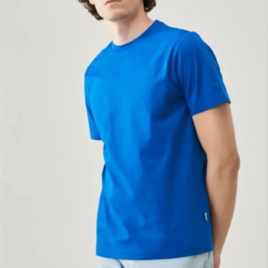ERKEK Tişört Kısa Kol Düz Bisikilet Yaka Oversize T-shirt – Mavi