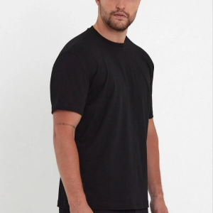 Erkek Düz T-Shirt Kısa Kol Bisiklet Yaka Regular Fit Rahat Kalıp Günlük Tişört – Siyah