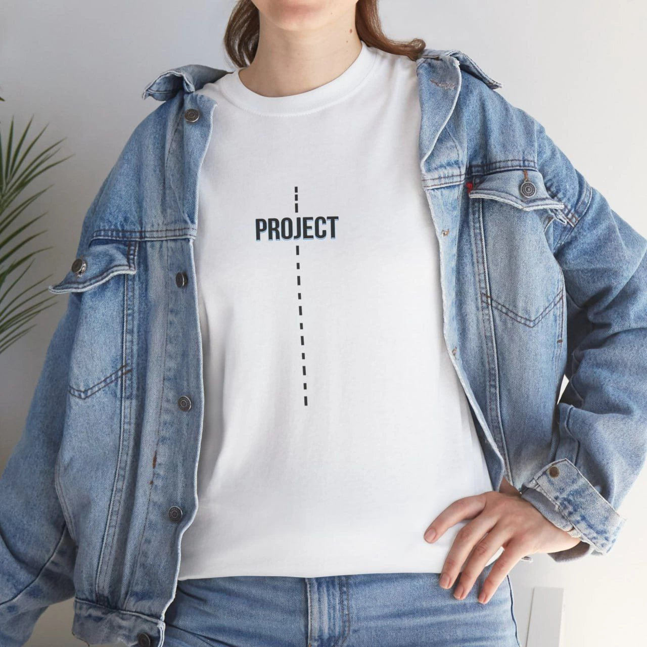 Kadın Bisiklet Yaka Baskılı Kısa kol T-Shirt – Beyaz
