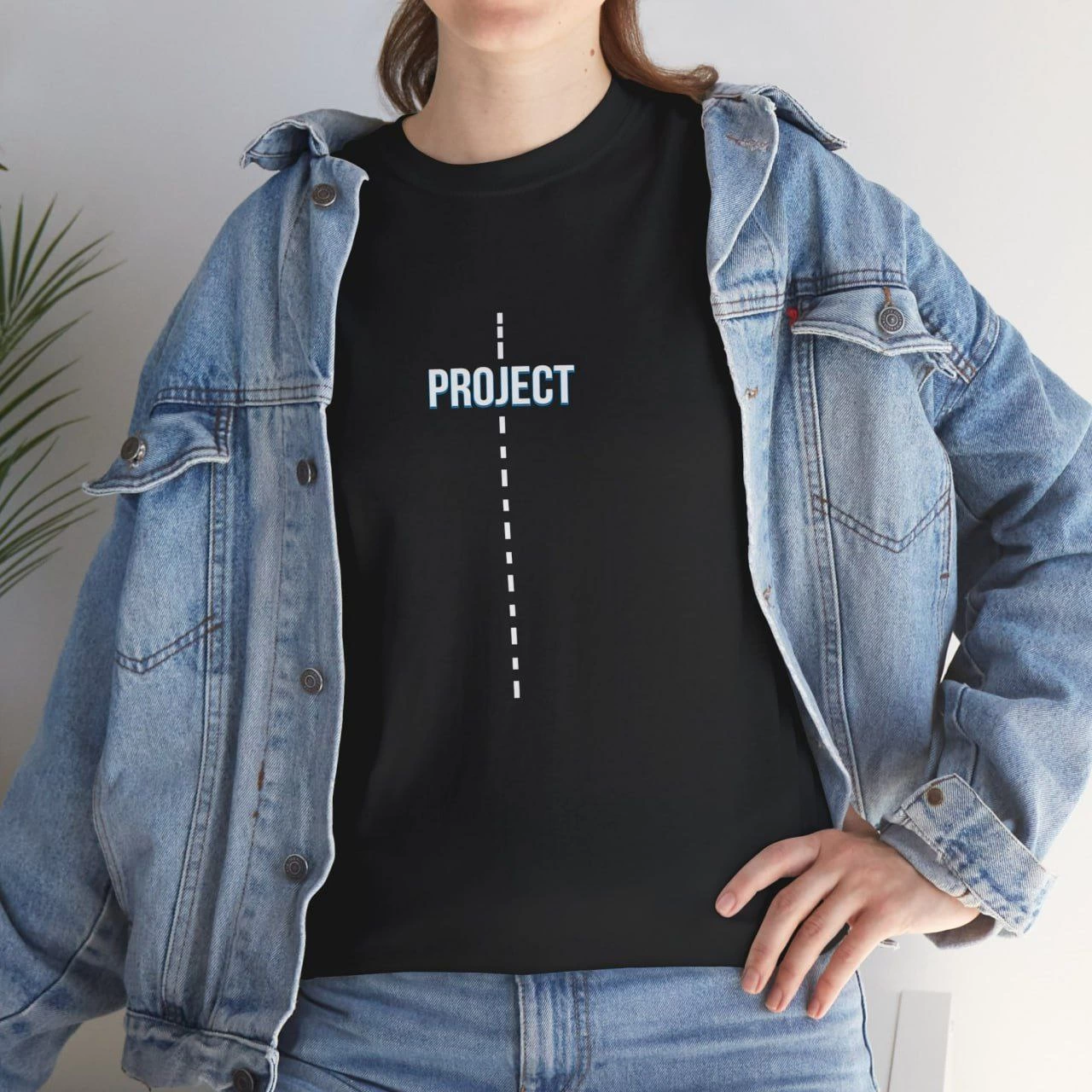 Kadın Bisiklet Yaka Baskılı Kısa kol T-Shirt – Siyah