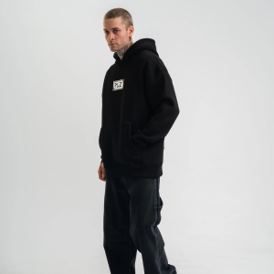 ERKEK 3 İplik Pamuklu Kapüşonlu Patchli Nakışlı Hoodie SweatShirt – Siyah