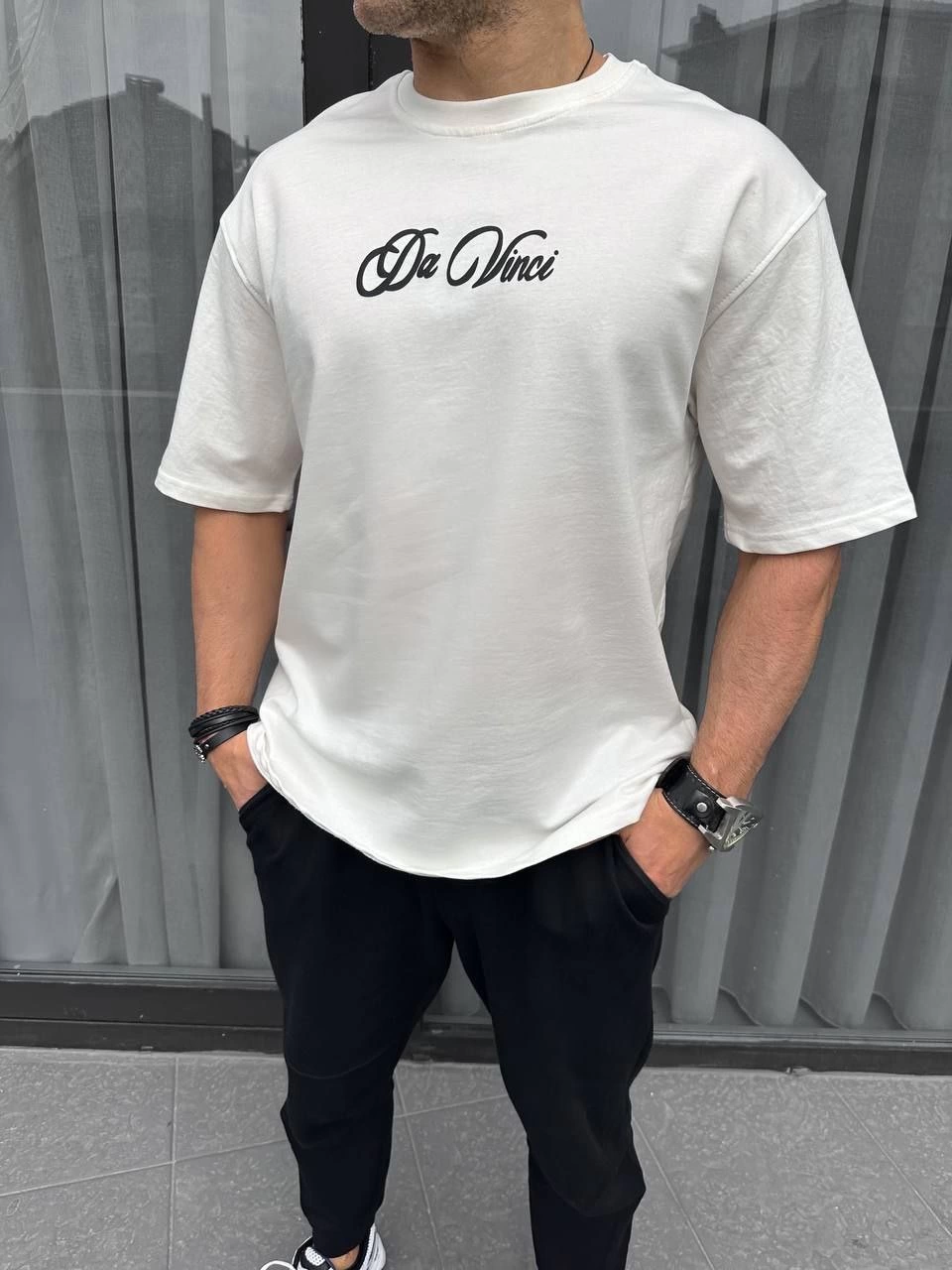 Erkek Baskılı T-Shirt Kısa Kol Bisiklet Yaka Regular Fit Rahat Kalıp Günlük Tişört – Beyaz