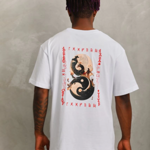 Erkek Baskılı T-Shirt Kısa Kol Bisiklet Yaka Regular Fit Rahat Kalıp Günlük Tişört – Beyaz