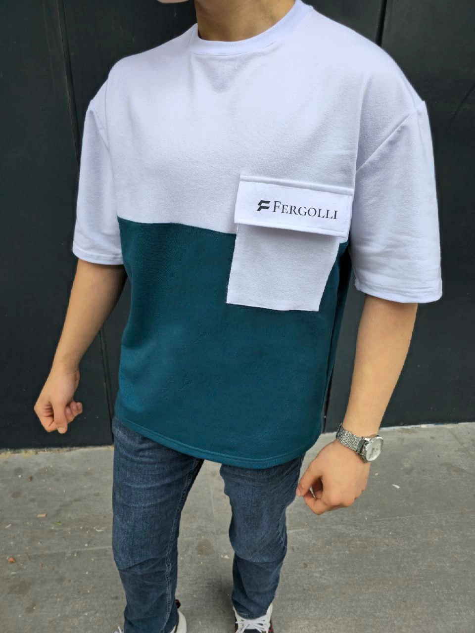 ERKEK Tişört Torba Cepli Parçalı Kısa Kol T-Shirt – Lacivert